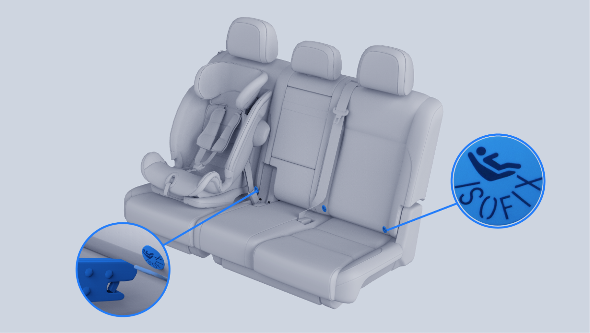 На третьем ряду сидений установлены крепления ISOFIX