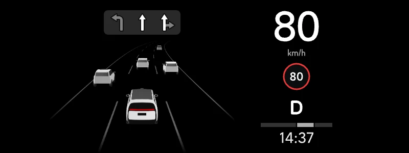 Выберите 【Окружающая среда】, HUD отображает скорость и информацию об окружающей среде. Когда вспомогательная функция вождения включена,…